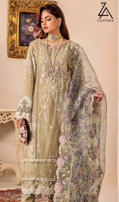 ZA Clothes Embroidered Chiffon Semi Stitched Design 07