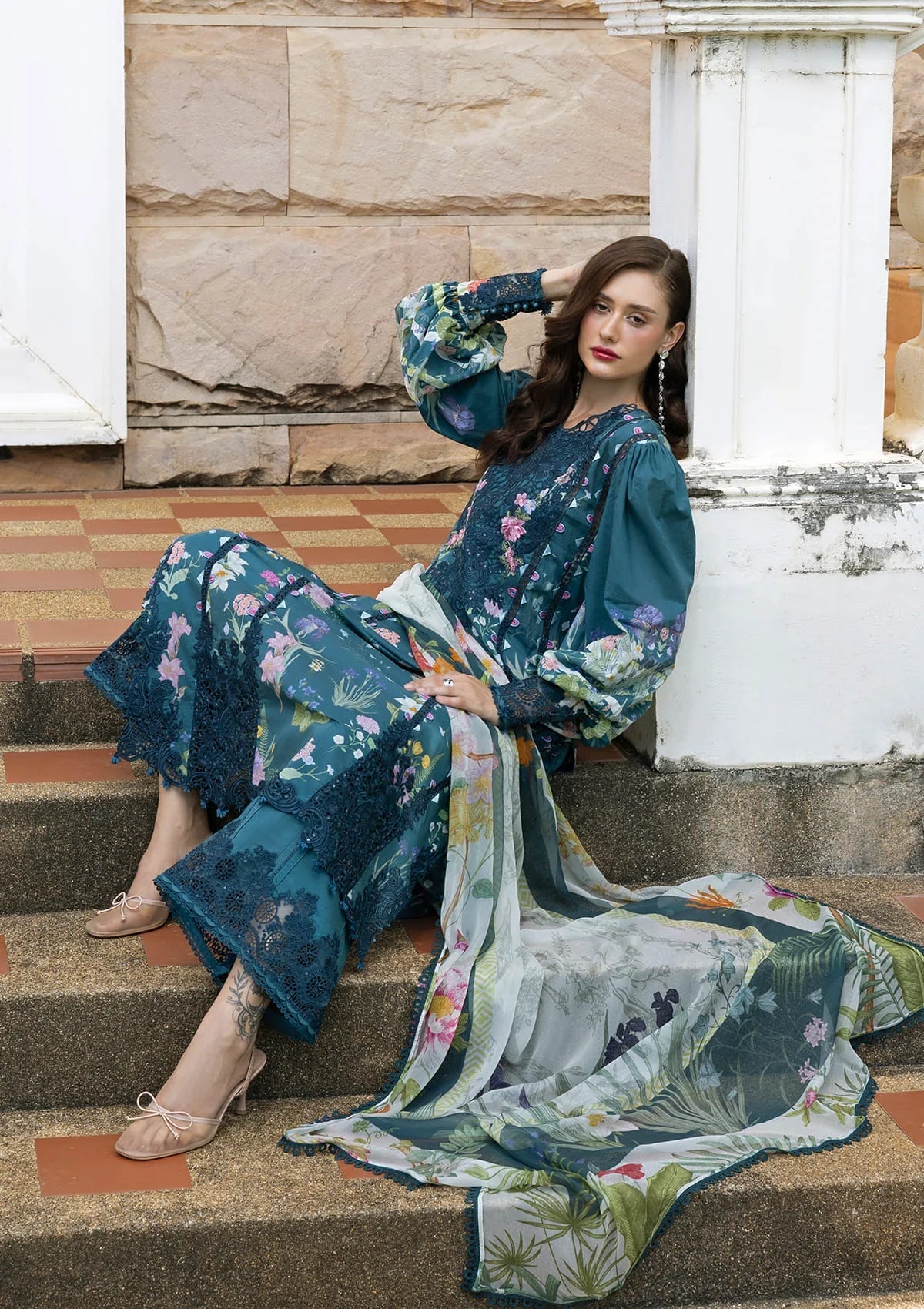 ELAF SIGNATURE EMBROIDERED UNSTITCHED'26| ESA-5A OCEANA VEIL