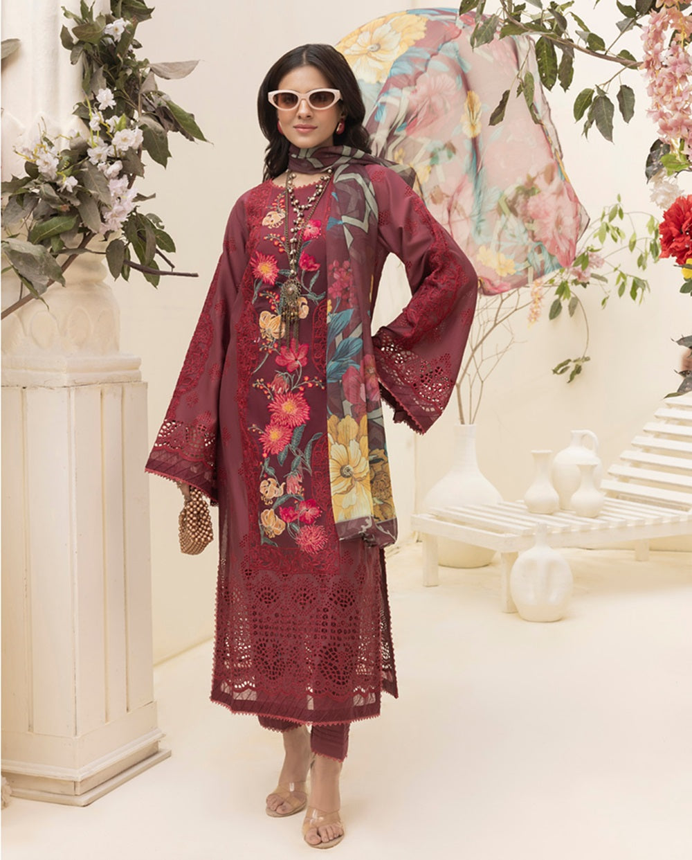 Zaria Unstitched Chikankari Lawn by Adan Libas Design 09