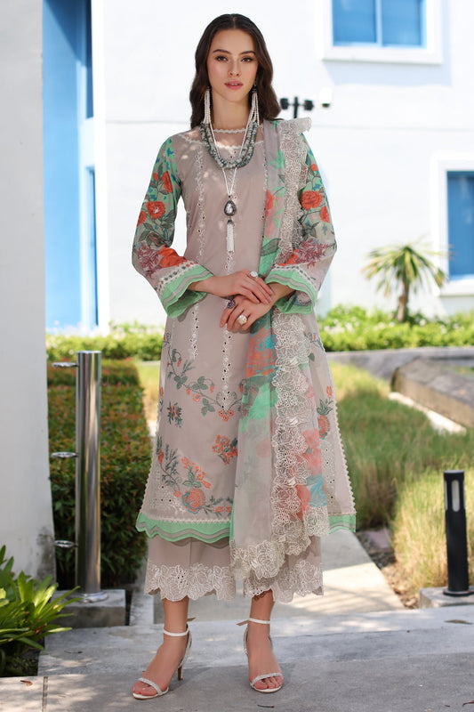 CHARIZMA REEM VOL 2 Collection 2024 – 3-PC Unstitched Embroidered Lawn Shirt with Embroidered Chiffon Dupatta and Trouser CRS4-11