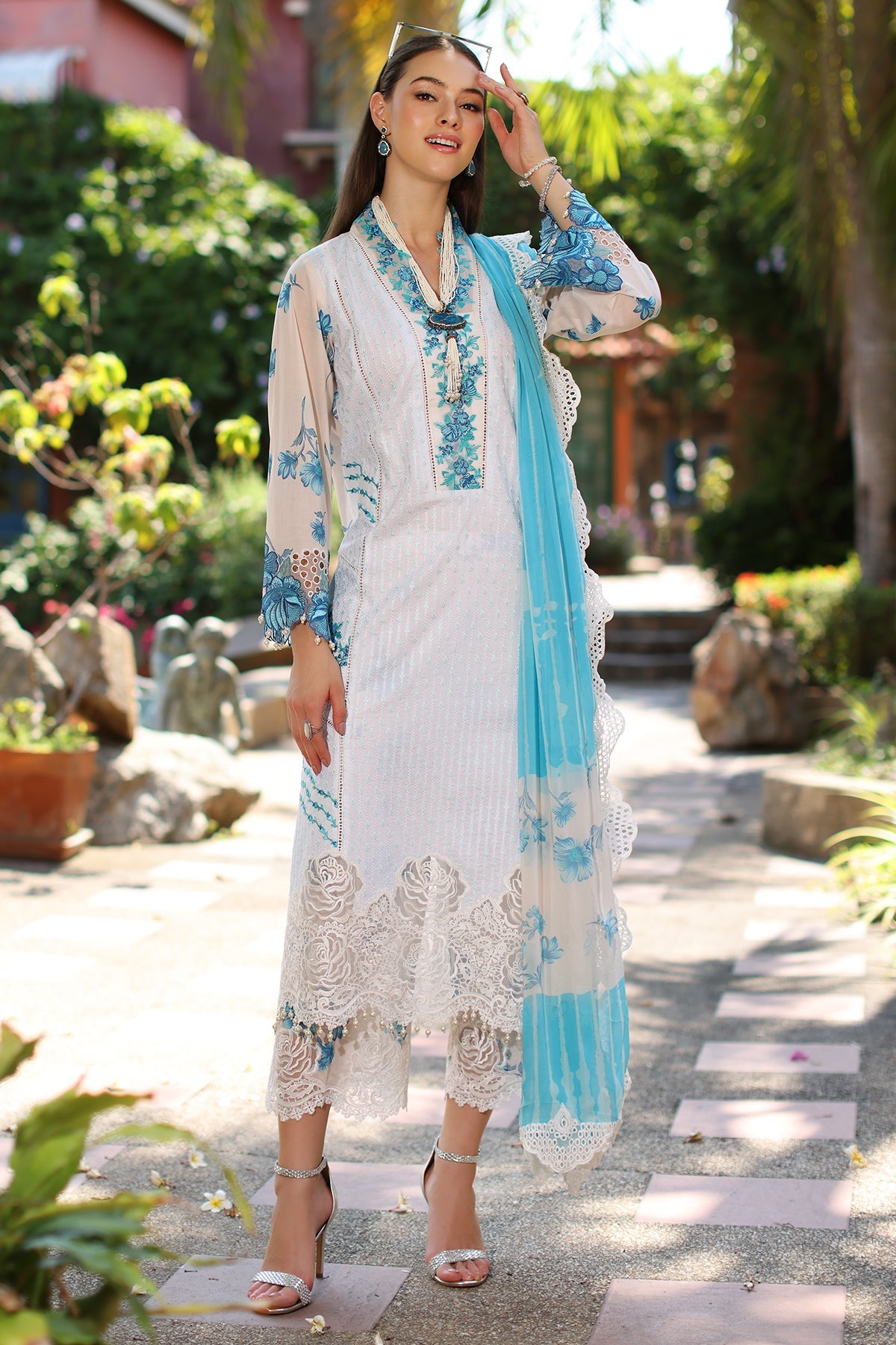 CHARIZMA REEM VOL 2 Collection 2024 – 3-PC Unstitched Embroidered Lawn Shirt with Embroidered Chiffon Dupatta and Trouser CRS4-15