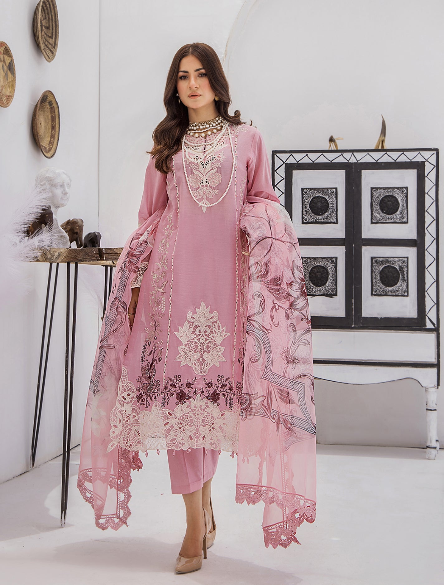 ZA Clothes Azure Embroidered Lawn Ready to Wear Pink Petal 04