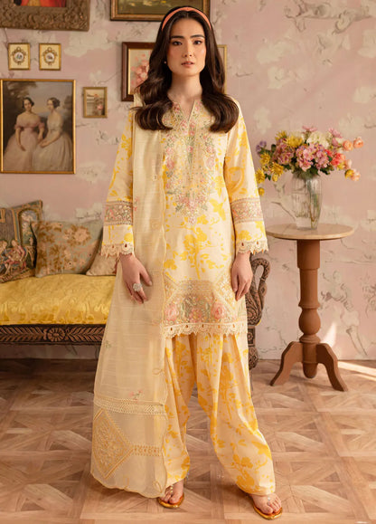 Leila by Mahnur Embroidered Summer Lawn Suits Unstitched 3 Piece - Butter Cup