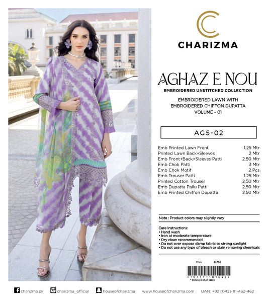 Charizma Agaz E Nou/Emb Unstitched Collection Sets With Dupattas Vol 01 2025 0002