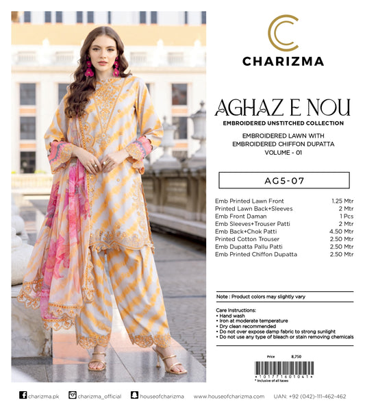 Charizma Agaz E Nou/Emb Unstitched Collection Sets With Dupattas Vol 01 2025 0007