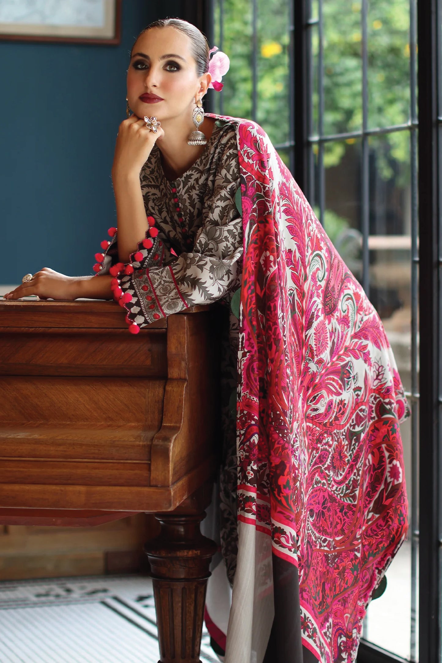 CHARIZMA C PRINT UNSTITCHED LINEN V1 COLLECTION'26| D9