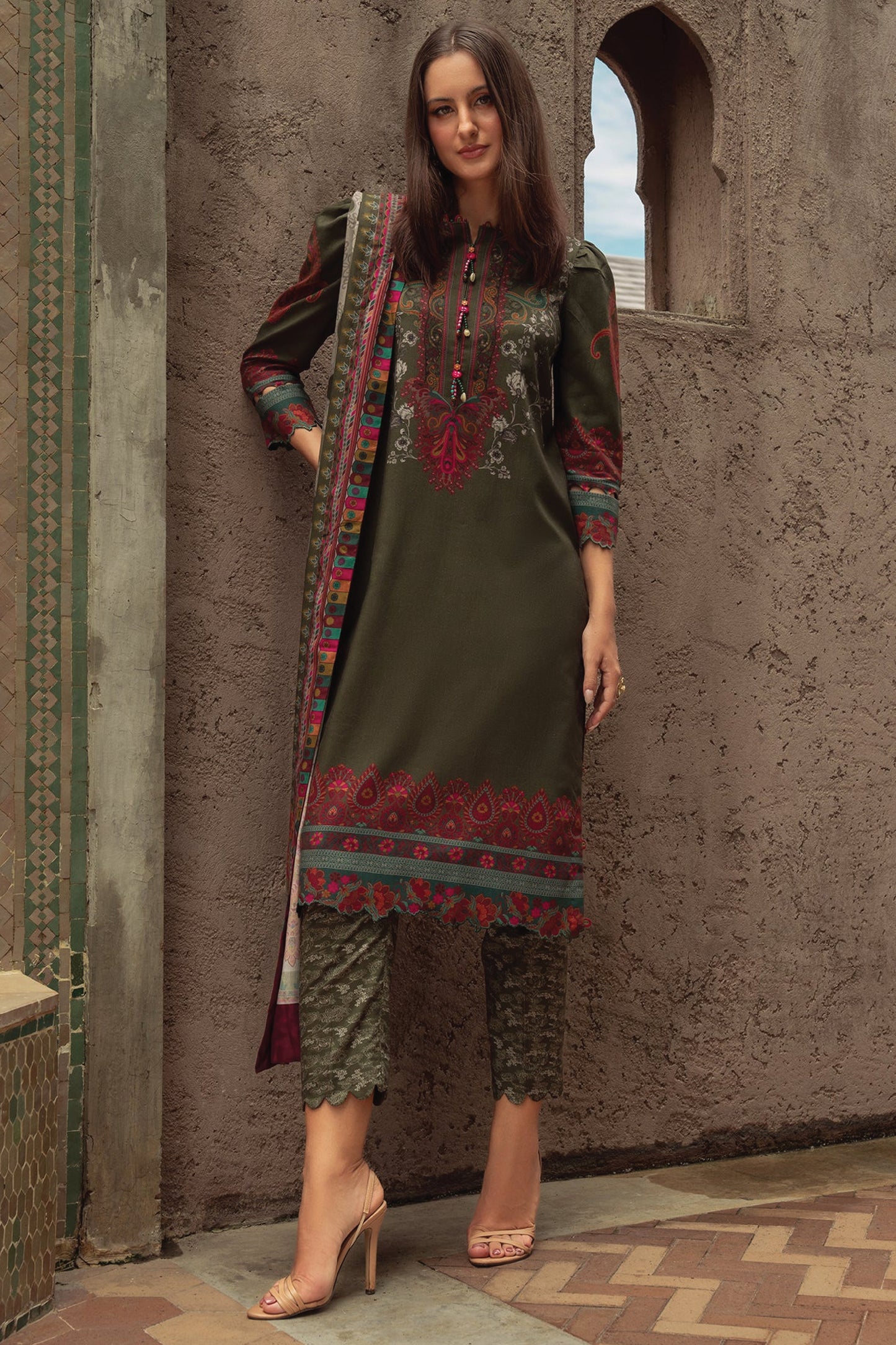 CHARIZMA C PRINT UNSTITCHED LINEN V1 COLLECTION'26| D5