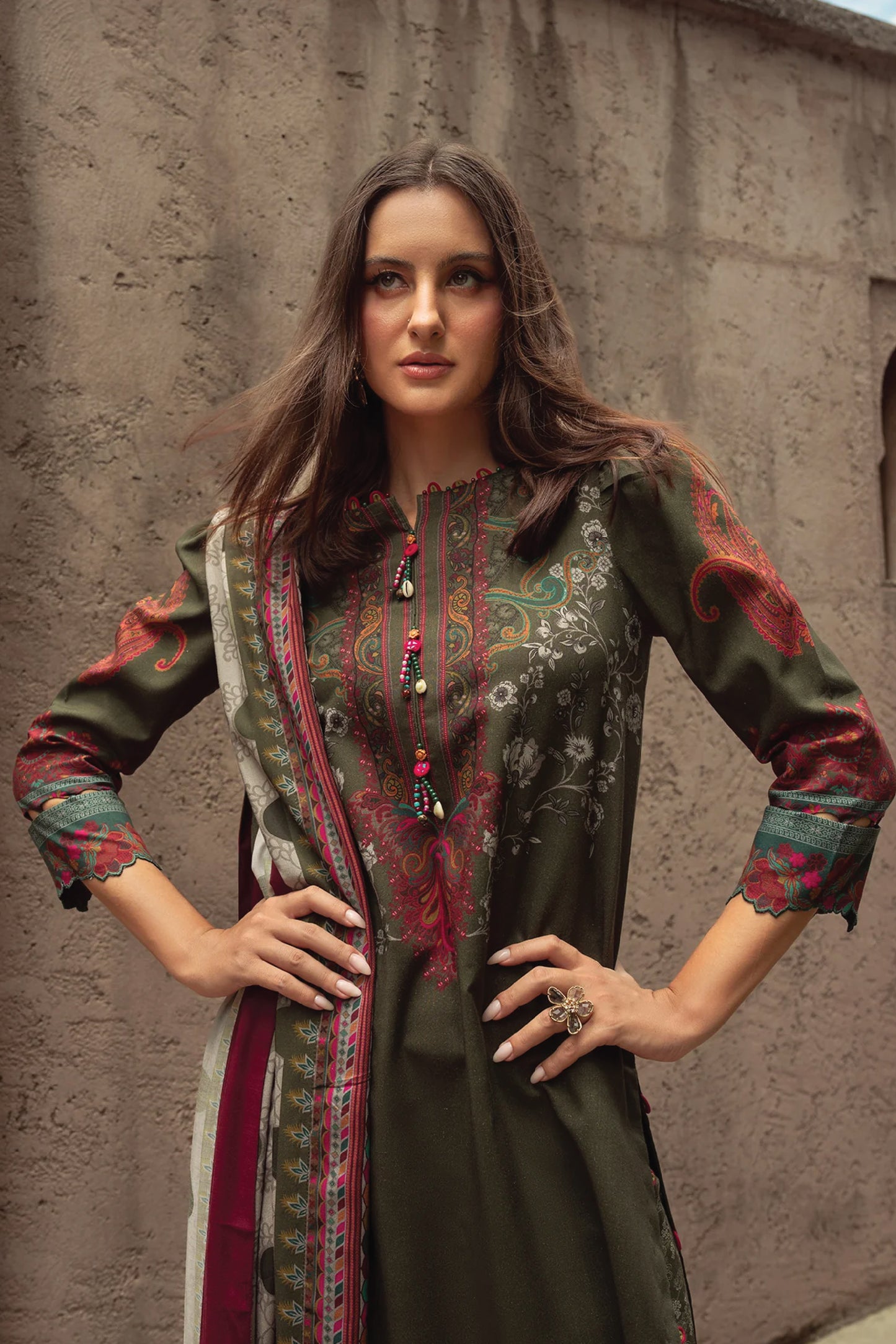 CHARIZMA C PRINT UNSTITCHED LINEN V1 COLLECTION'26| D5