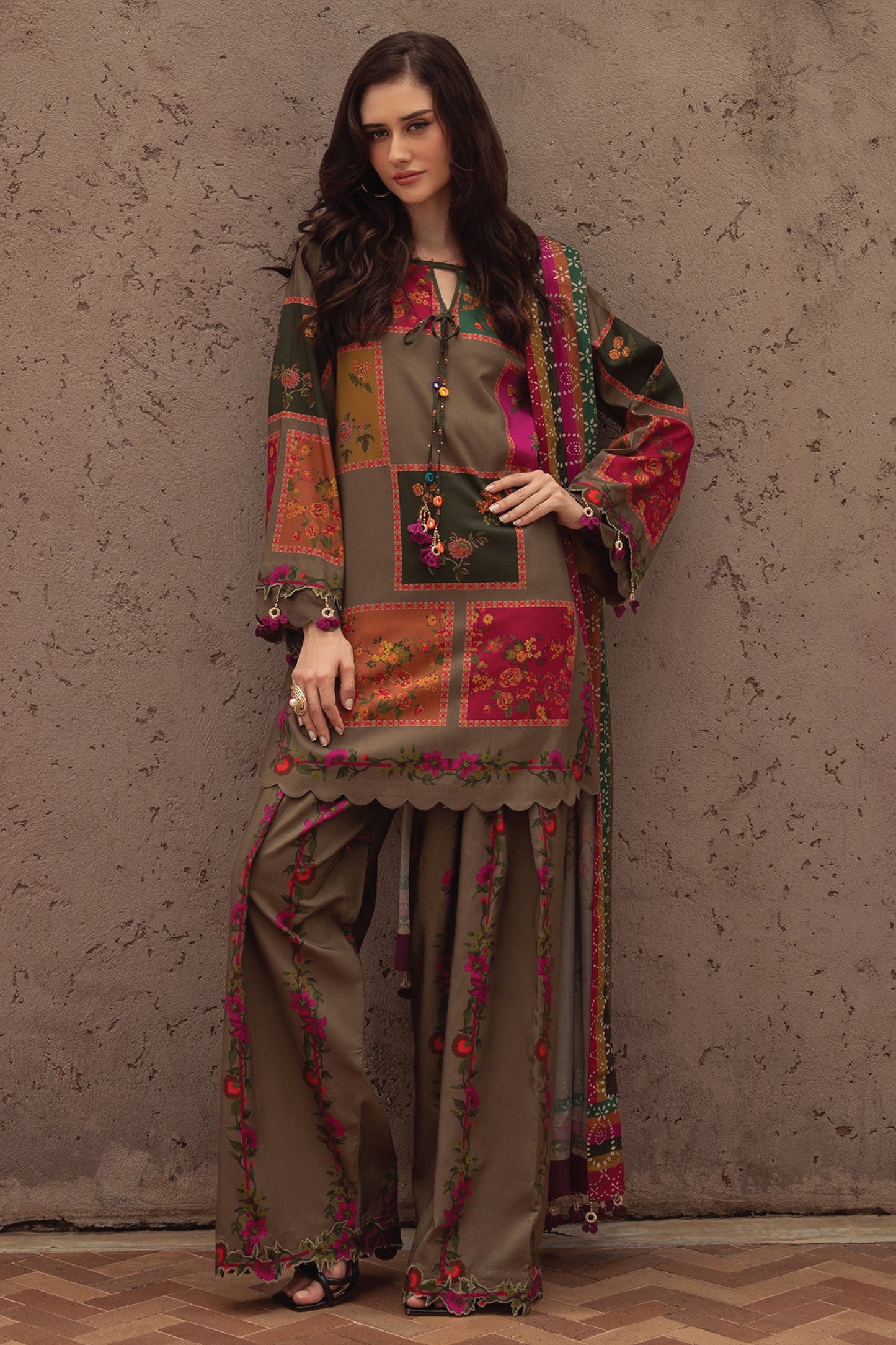 CHARIZMA C PRINT UNSTITCHED LINEN V1 COLLECTION'26| D3