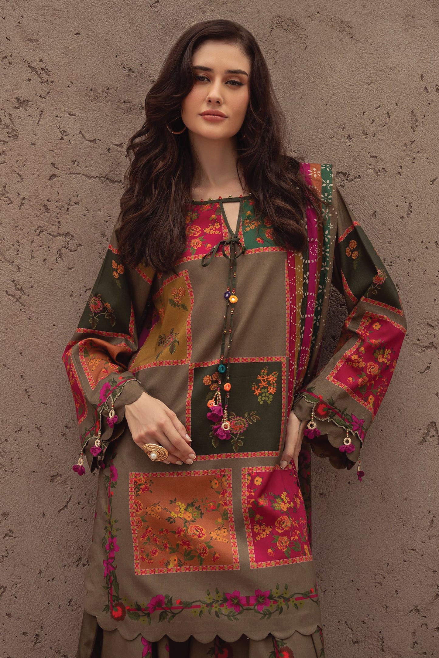 CHARIZMA C PRINT UNSTITCHED LINEN V1 COLLECTION'26| D3