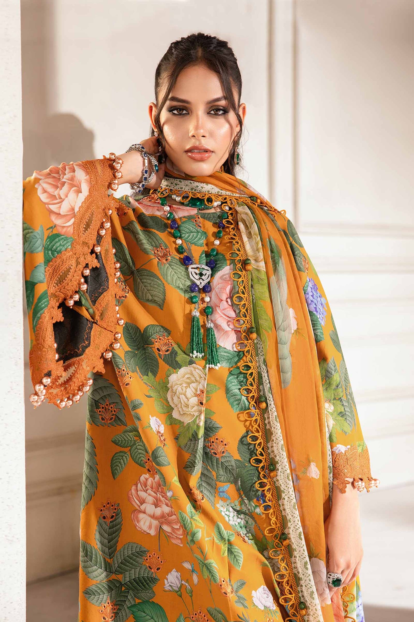 Maria B M.Print Collection 2024 – 3 Piece Unstitched Printed Suit | MPT-2210-B