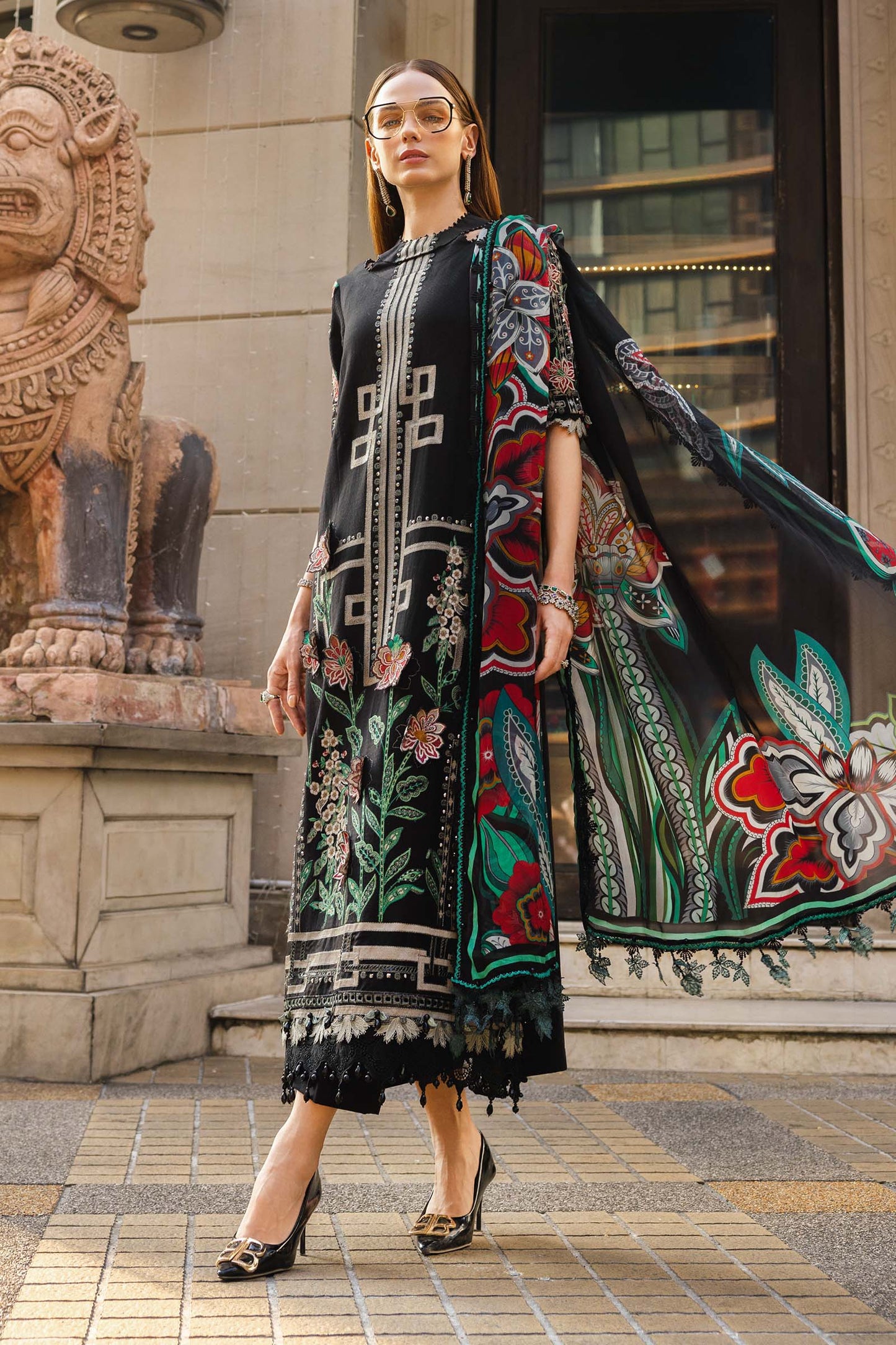MARIA B LUXURY LAWN EID EDIT UNSTITCHED'26 - D11 (Charcoal Dark Teal)
