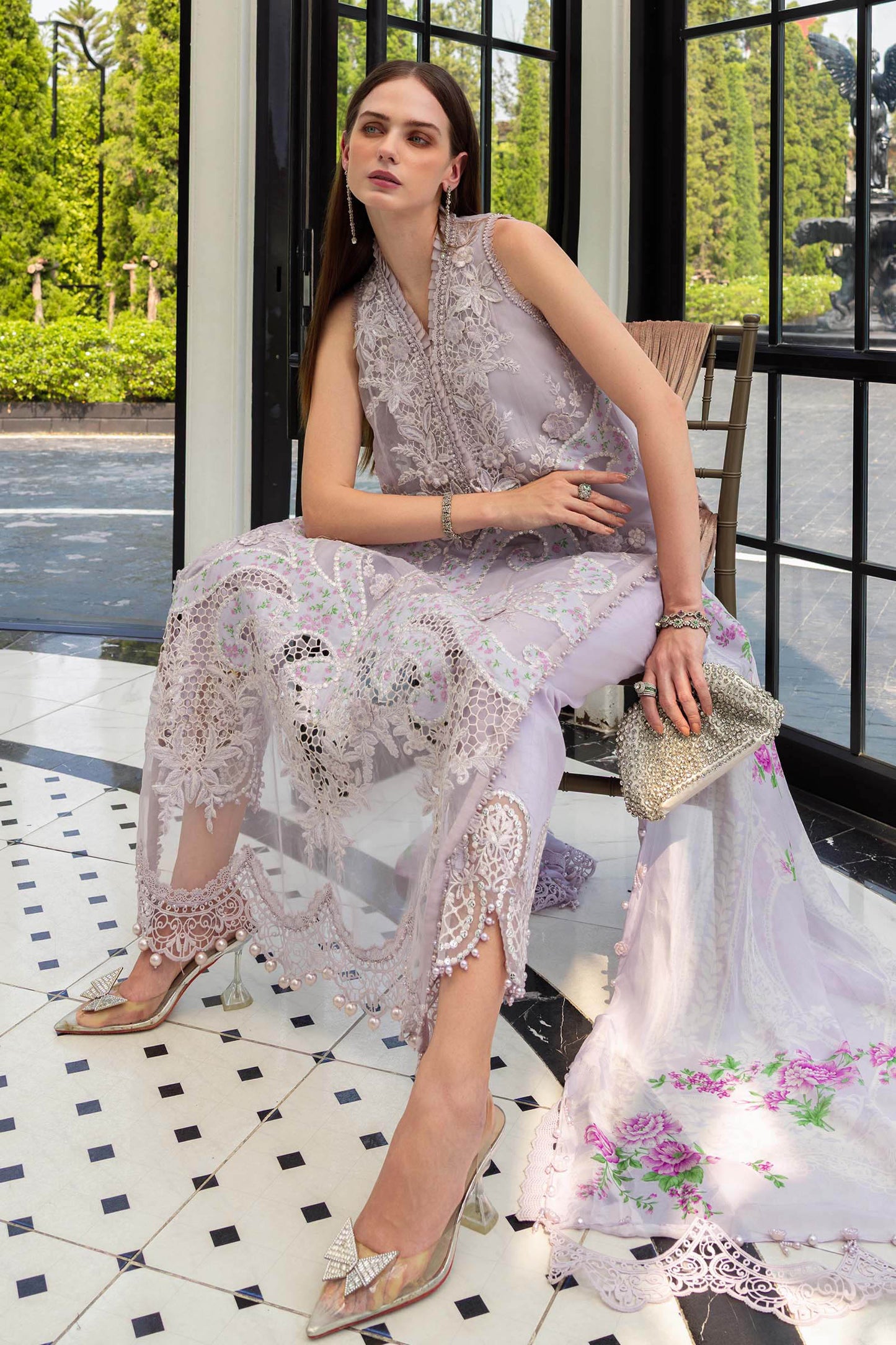 MARIA B LUXURY LAWN EID EDIT UNSTITCHED'26 - D12 (Crimson Coral)