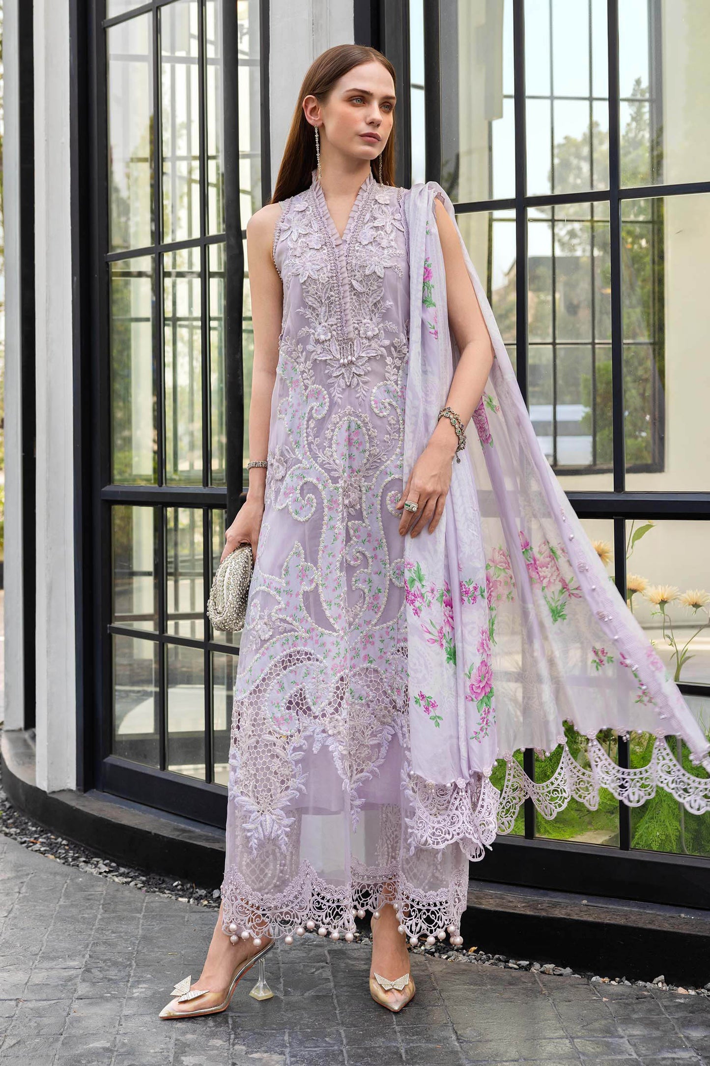 MARIA B LUXURY LAWN EID EDIT UNSTITCHED'26 - D12 (Crimson Coral)