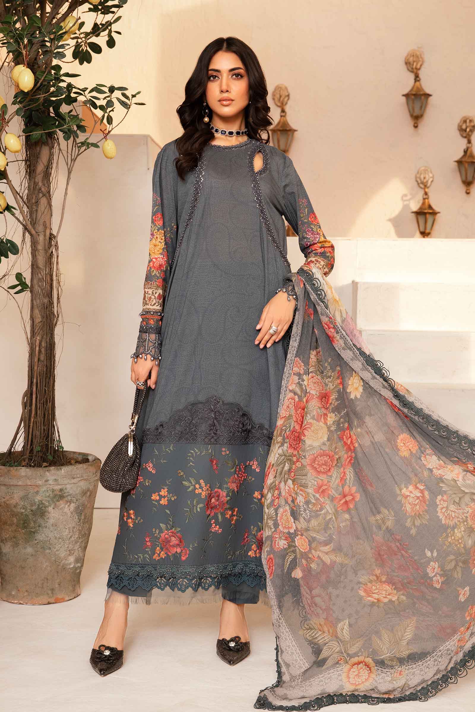 Maria.B. M.Print Collection 2024 – 3 Piece Unstitched Printed Suit | MPT-2202-B