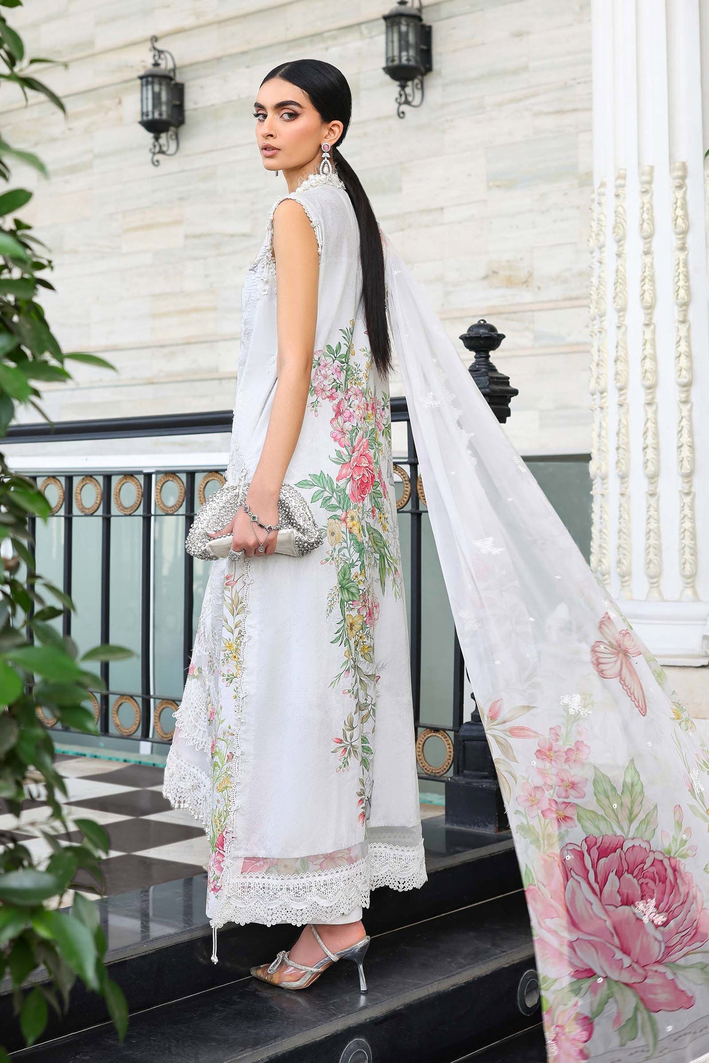 MARIA B LUXURY LAWN EID EDIT UNSTITCHED'26 - D3 (Ice Blue)