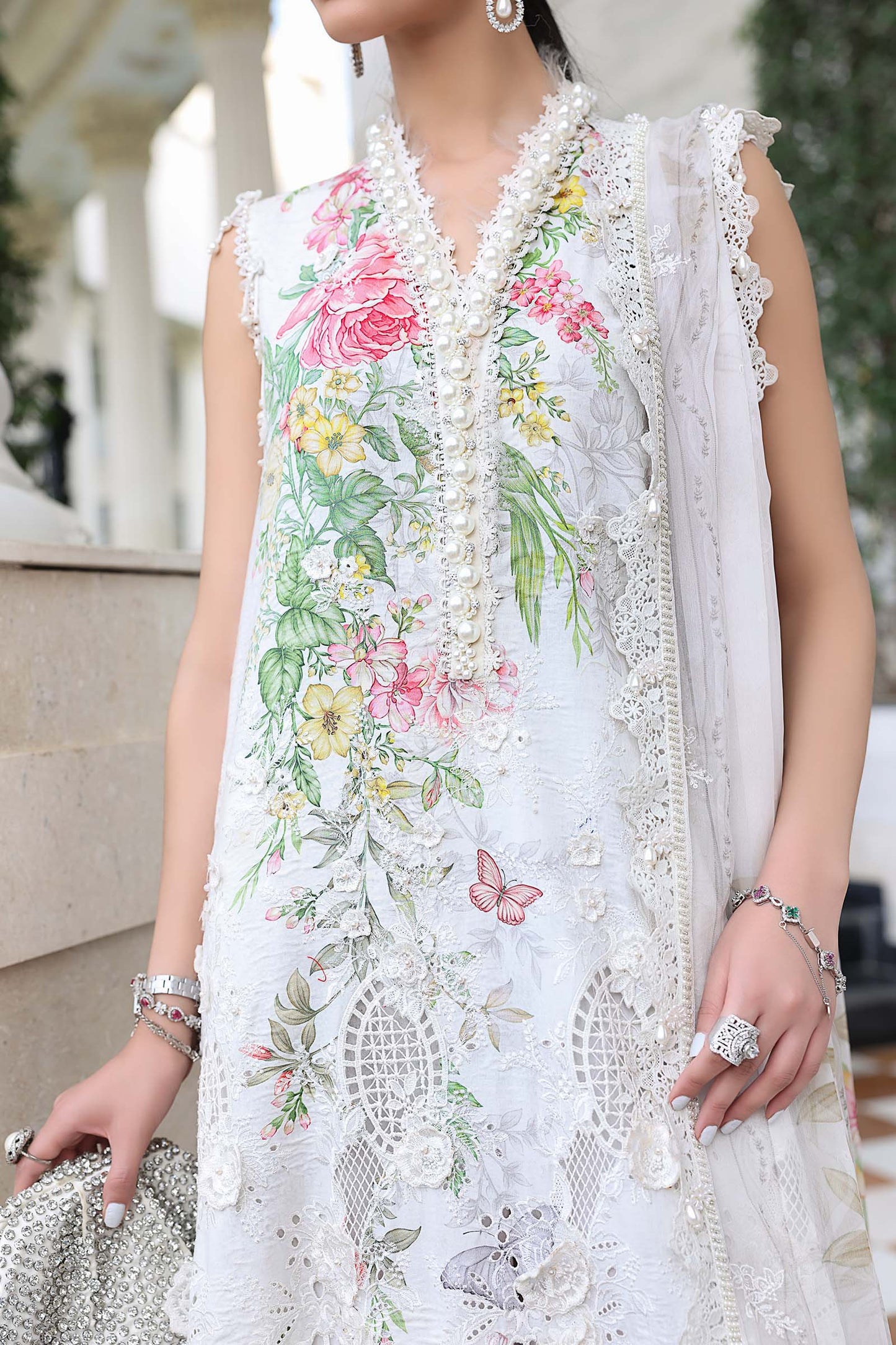 MARIA B LUXURY LAWN EID EDIT UNSTITCHED'26 - D3 (Ice Blue)