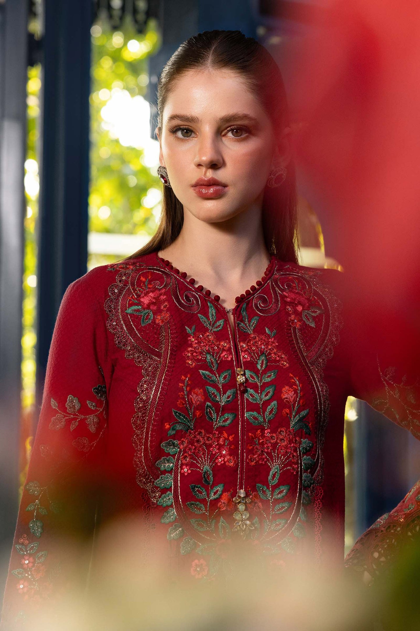 MARIA B LUXURY LAWN EID EDIT UNSTITCHED'26 - D5 (Maroon Red)