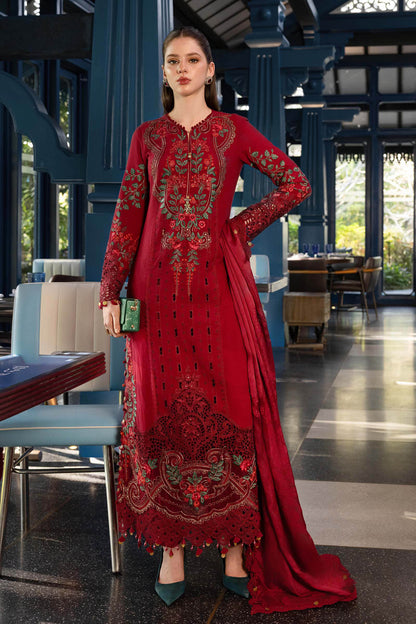 MARIA B LUXURY LAWN EID EDIT UNSTITCHED'26 - D5 (Maroon Red)