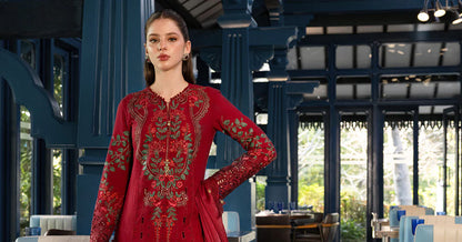 MARIA B LUXURY LAWN EID EDIT UNSTITCHED'26 - D5 (Maroon Red)