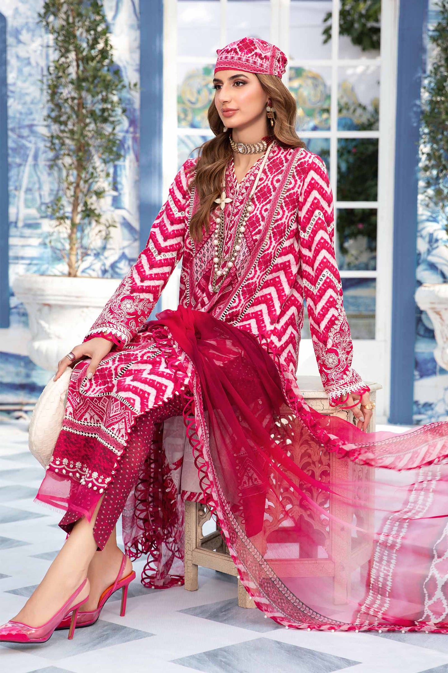 Maria B M.Print Collection 2024 – 3 Piece Unstitched Printed Suit | MPT-2208-A