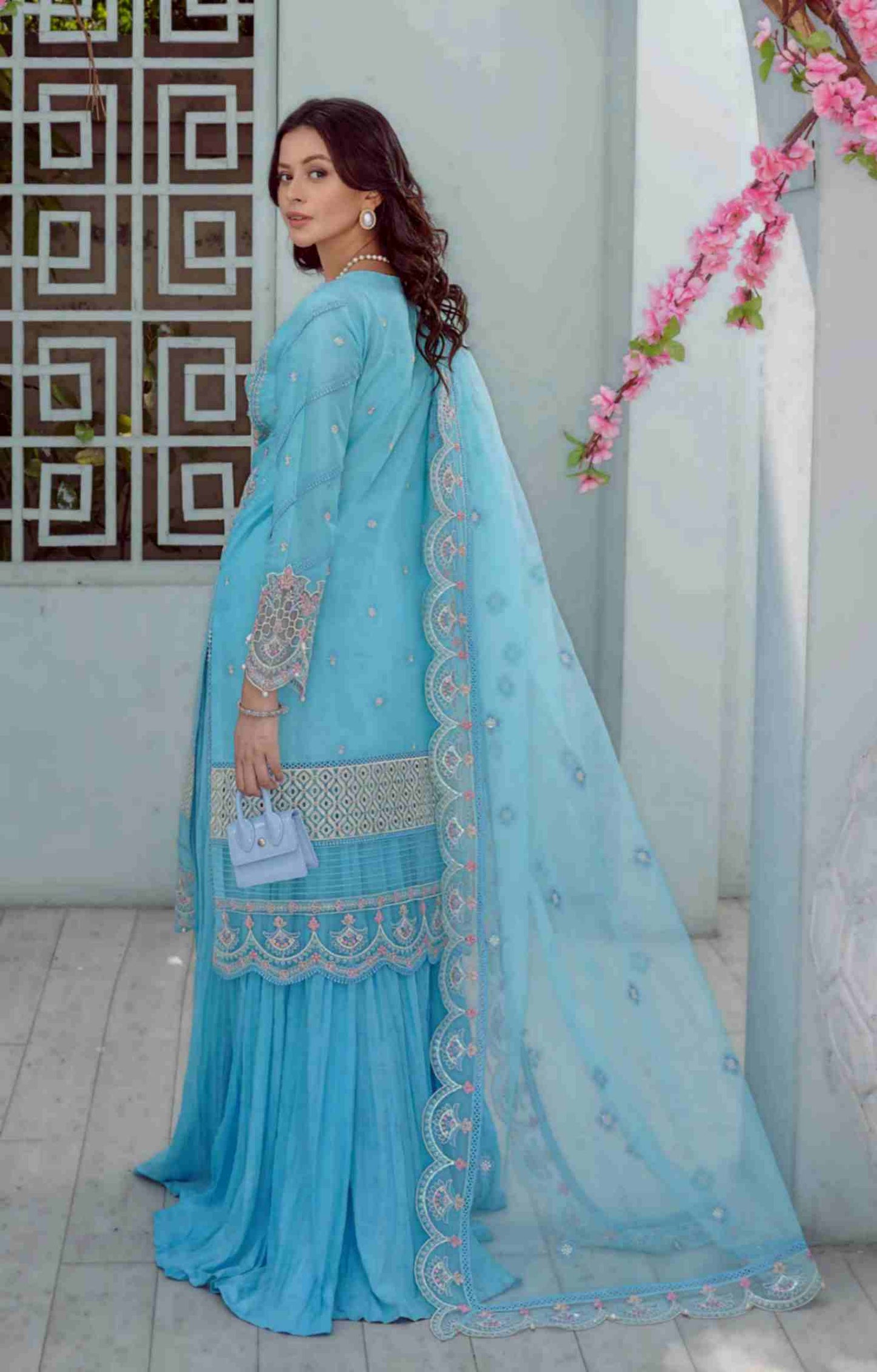 Inaayat Festive Lawn Collection D 01 | Blue Primrose | IBAAS Online