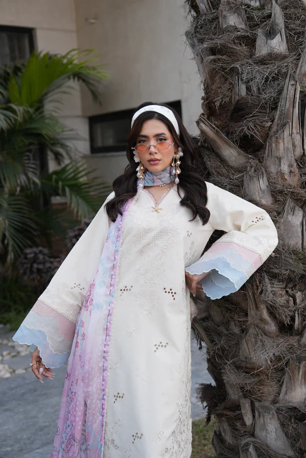 AYLIN LUXURY LAWN UNSTITCHED'26 | Ivory Rose