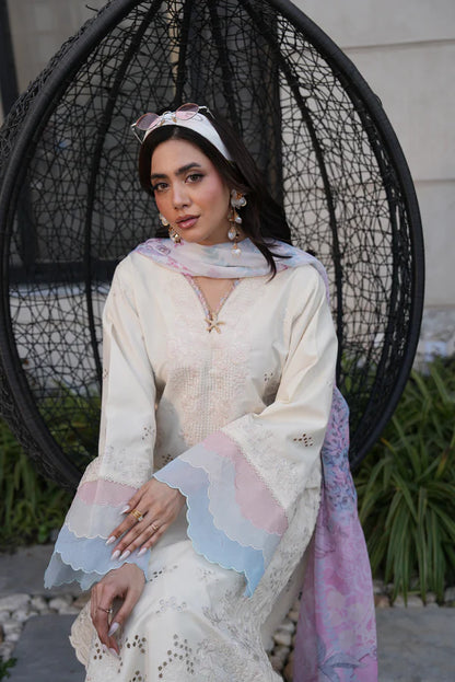 AYLIN LUXURY LAWN UNSTITCHED'26 | Ivory Rose