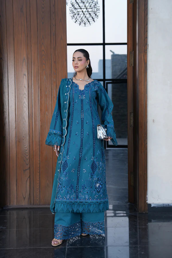 AYLIN LUXURY LAWN UNSTITCHED'26 | Teal Lotus