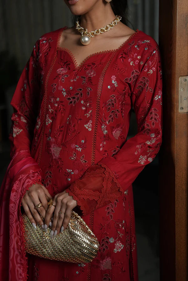 AYLIN LUXURY LAWN UNSTITCHED'26 | Crimson Charm