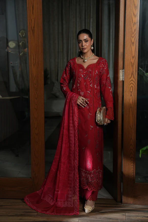 AYLIN LUXURY LAWN UNSTITCHED'26 | Crimson Charm