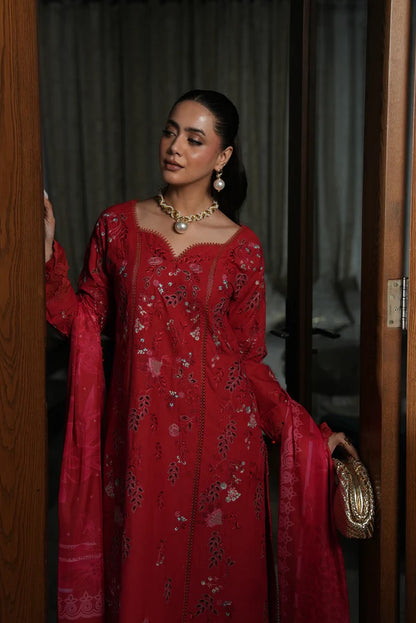 AYLIN LUXURY LAWN UNSTITCHED'26 | Crimson Charm