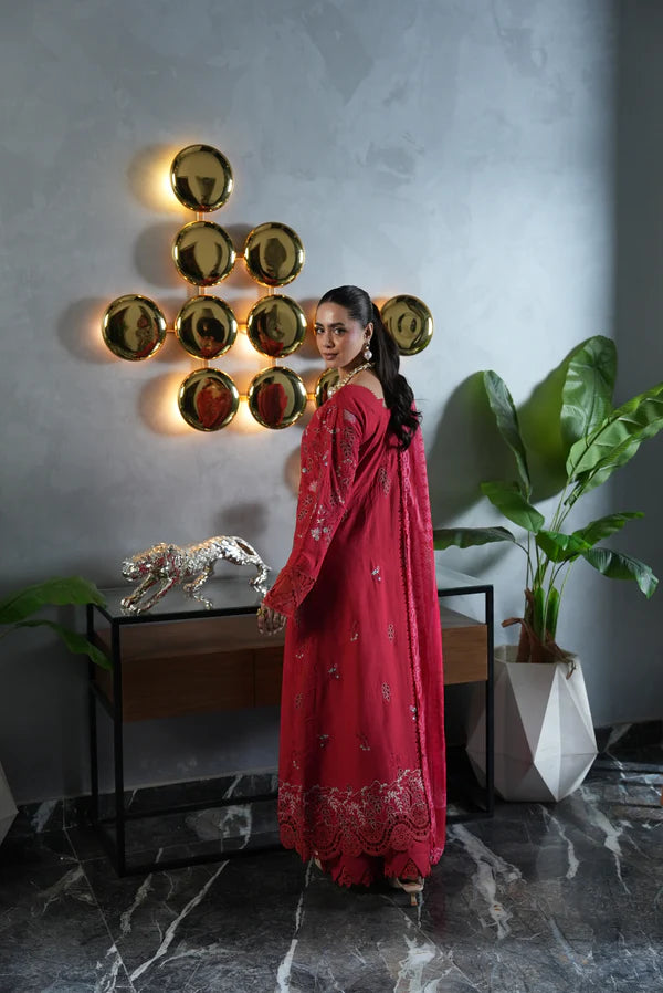 AYLIN LUXURY LAWN UNSTITCHED'26 | Crimson Charm