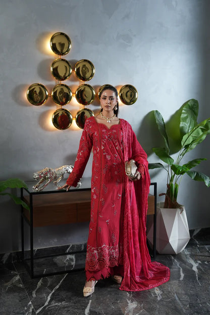 AYLIN LUXURY LAWN UNSTITCHED'26 | Crimson Charm