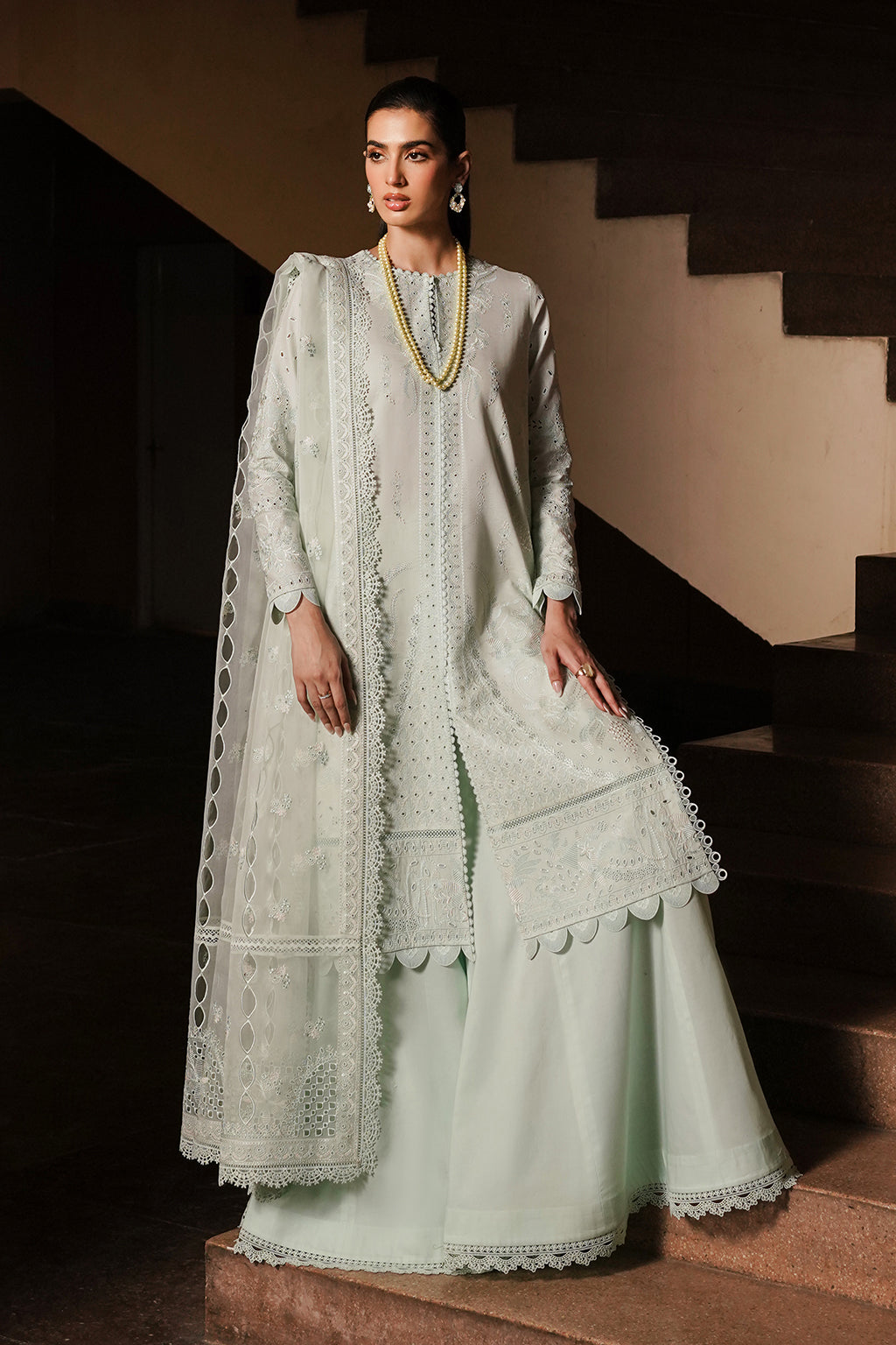 Afrozeh Chikankari Lawn Collection 2024 – Celadon