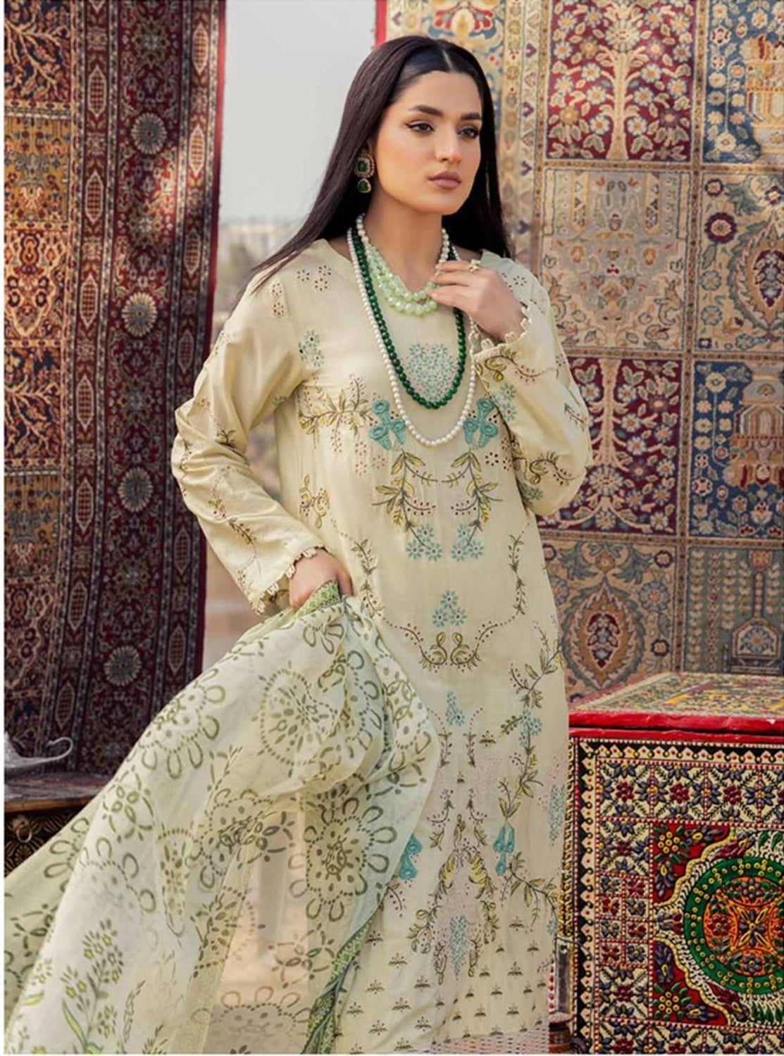 Adan Traditional Attire Unstitched Lawn 2025- Design 07