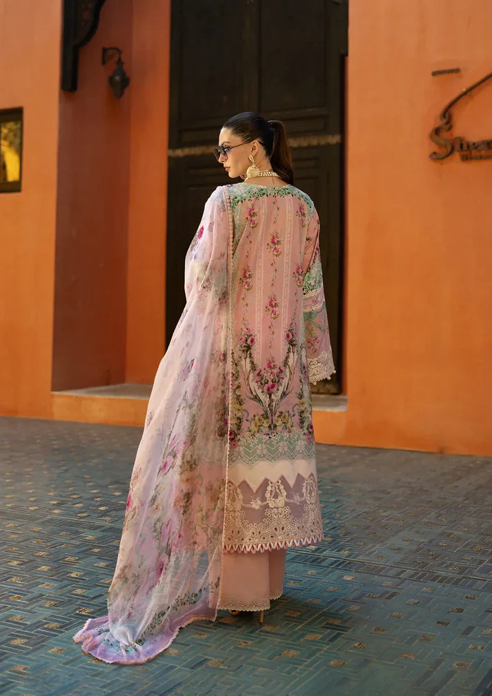 Elaf Signature Lookbook Collection 2025 = Embroidered Lawn - ETS-01B PINK PETAL