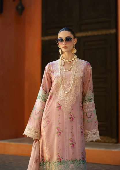 Elaf Signature Lookbook Collection 2025 = Embroidered Lawn - ETS-01B PINK PETAL