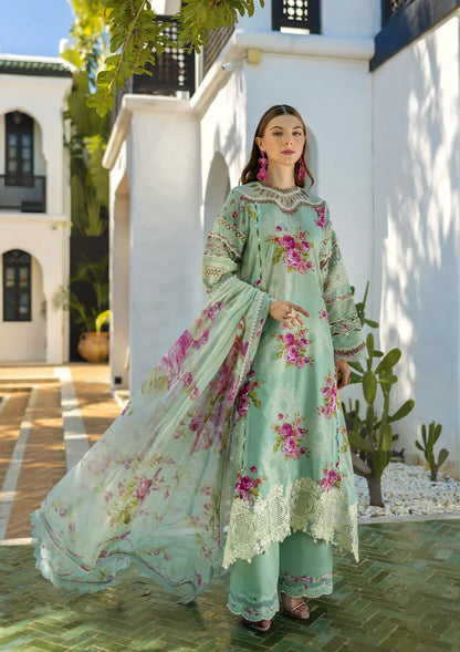 Elaf Signature Lookbook Collection 2025 = Embroidered Lawn - ETS-03A TURQUOISE