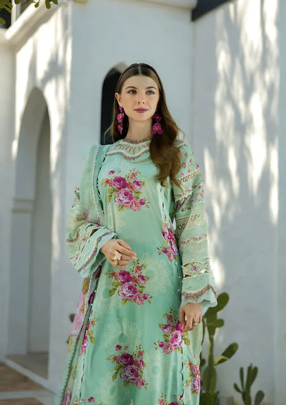 Elaf Signature Lookbook Collection 2025 = Embroidered Lawn - ETS-03A TURQUOISE