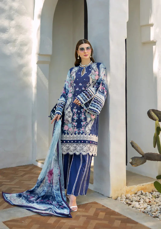 Elaf Signature Lookbook Collection 2025 = Embroidered Lawn - ETS-06A LONDON BLUES