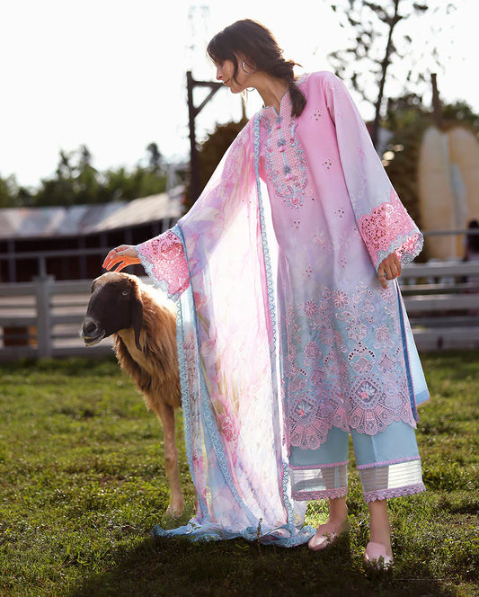 MUSHQ SOLACE OMBRE CHIKANKARI UNSTITCHED - FAINT BLOSSOM MUNSS260207