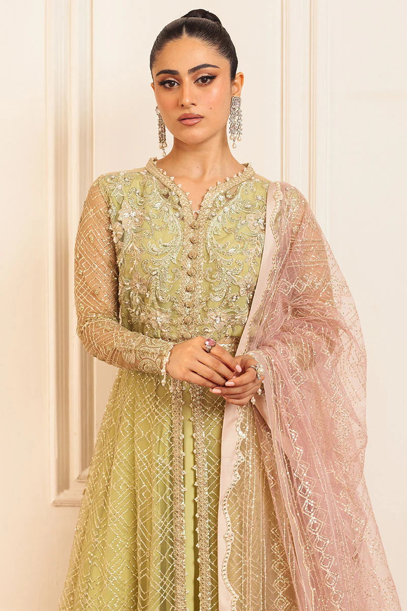 Hemline Aura Debut Wedding Unstitched by Mushq | Amaranth