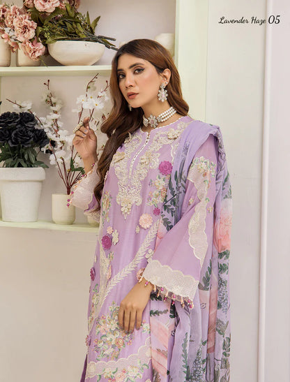 ZA Clothing Embroidered Semi Stitched Ready to Wear Lawn - Lavender Haze 05