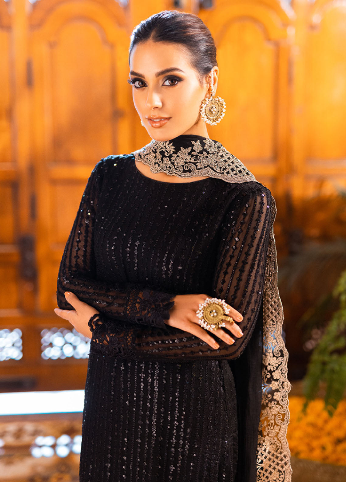 Luxe By Azure Embroidered 3 Piece Collection 2023 AS-116 Onyx Dove