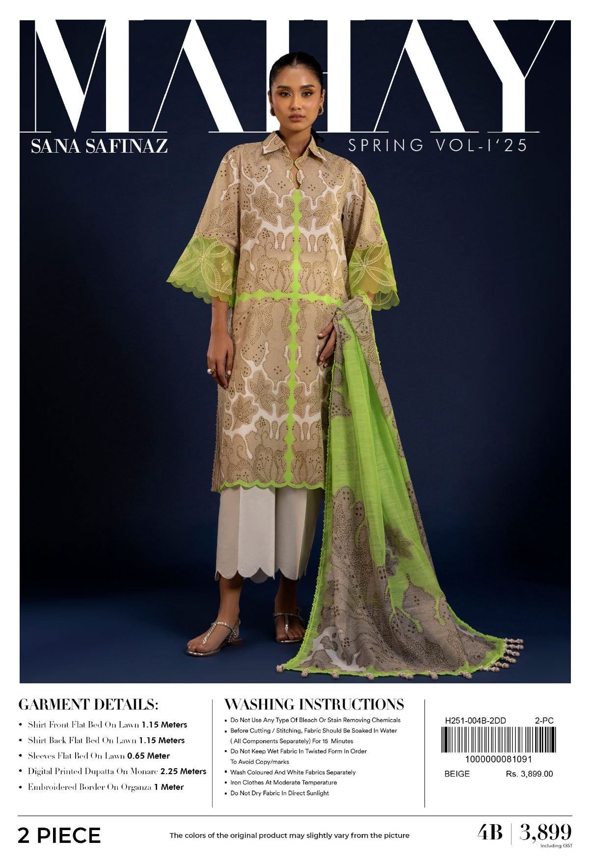 Sana Safinaz Mahay Spring Vol 1 2025 2 Pcs 4B