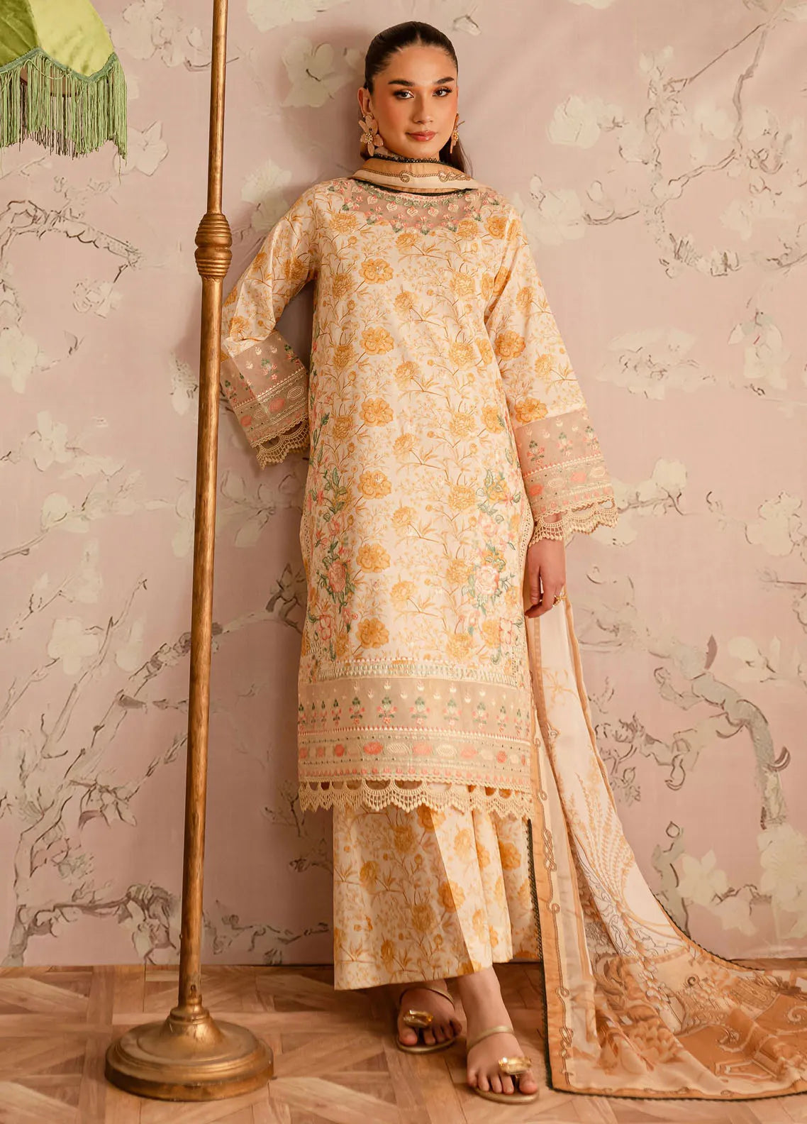 Leila by Mahnur Embroidered Summer Lawn Suits Unstitched 3 Piece - Mandarin