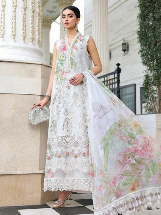 MARIA B LUXURY LAWN EID EDIT UNSTITCHED'26 - D3 (Ice Blue)