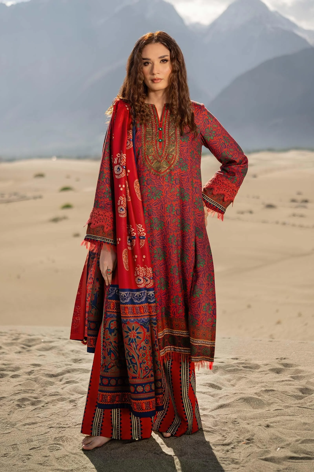 Mirage by M.Basics Unstitched Printed Linen Winter Suit | 511-B