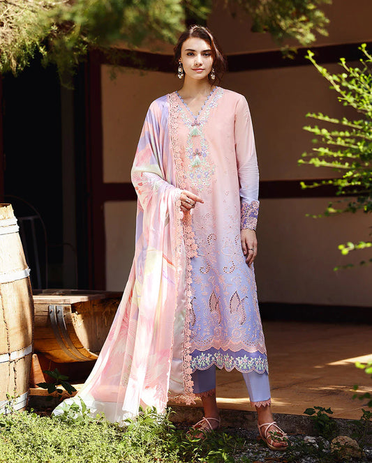 MUSHQ SOLACE OMBRE CHIKANKARI UNSTITCHED - MORNING VEIL MUNSS260201